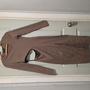 NWT Nasty Gal fitted maxi dress A-symmetric neck line and side hip with slit